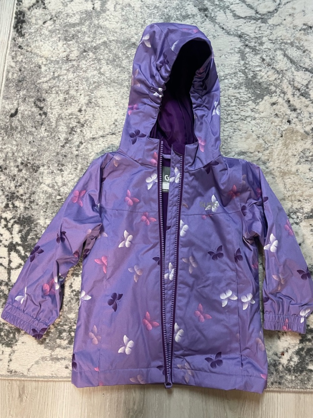 Gustin Purple Butterfly Hooded Raincoat